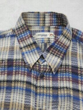 Vintage Missoni Sport Short Sleeve Button-Up Shirt Plaid & Zig-Zag Size XL